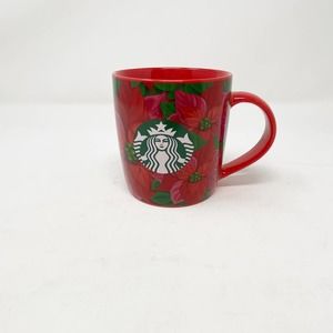 Starbucks Red Floral Holiday Christmas Coffee Mug. 12oz